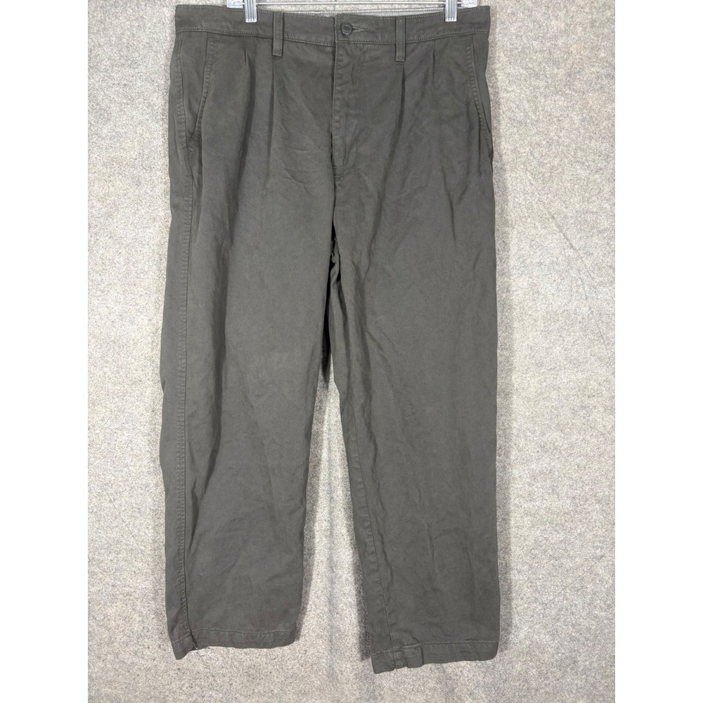 Levis XX Chino Loose Straight Pleated Pants Mens‎ 36x28 Charcoal Grey Twill